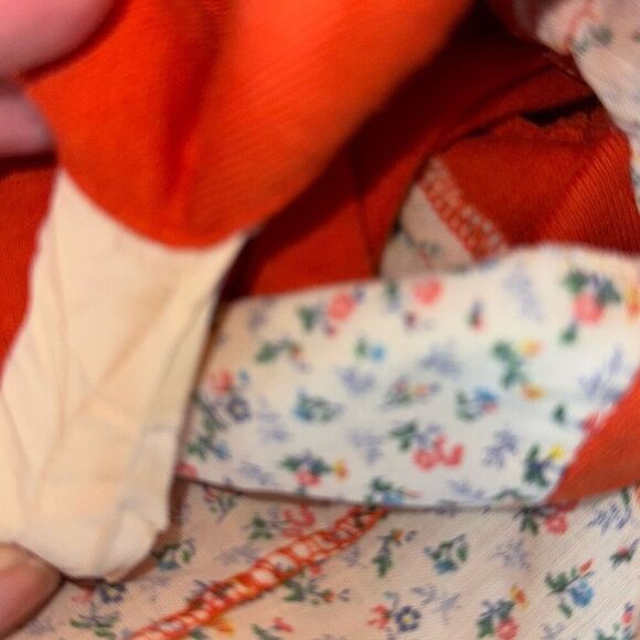 Vintage 60’s Orange V Neck Short Puff Sleeve T Shirt Ditzy Floral Size Small - Picture 12 of 14